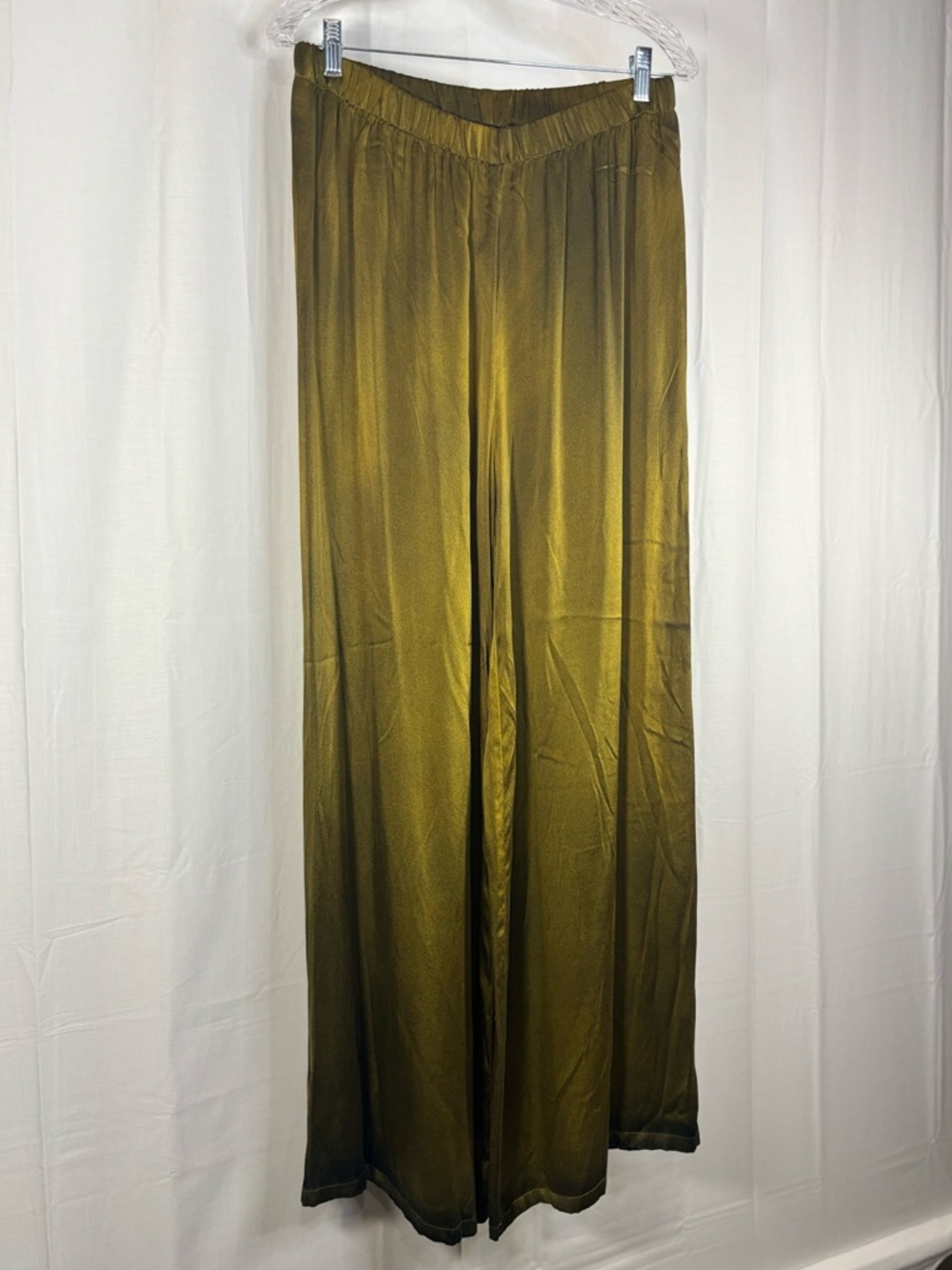 NWT AVANT TOI Silk Wide-Leg Palazzo Pants in Pepita Green Size L